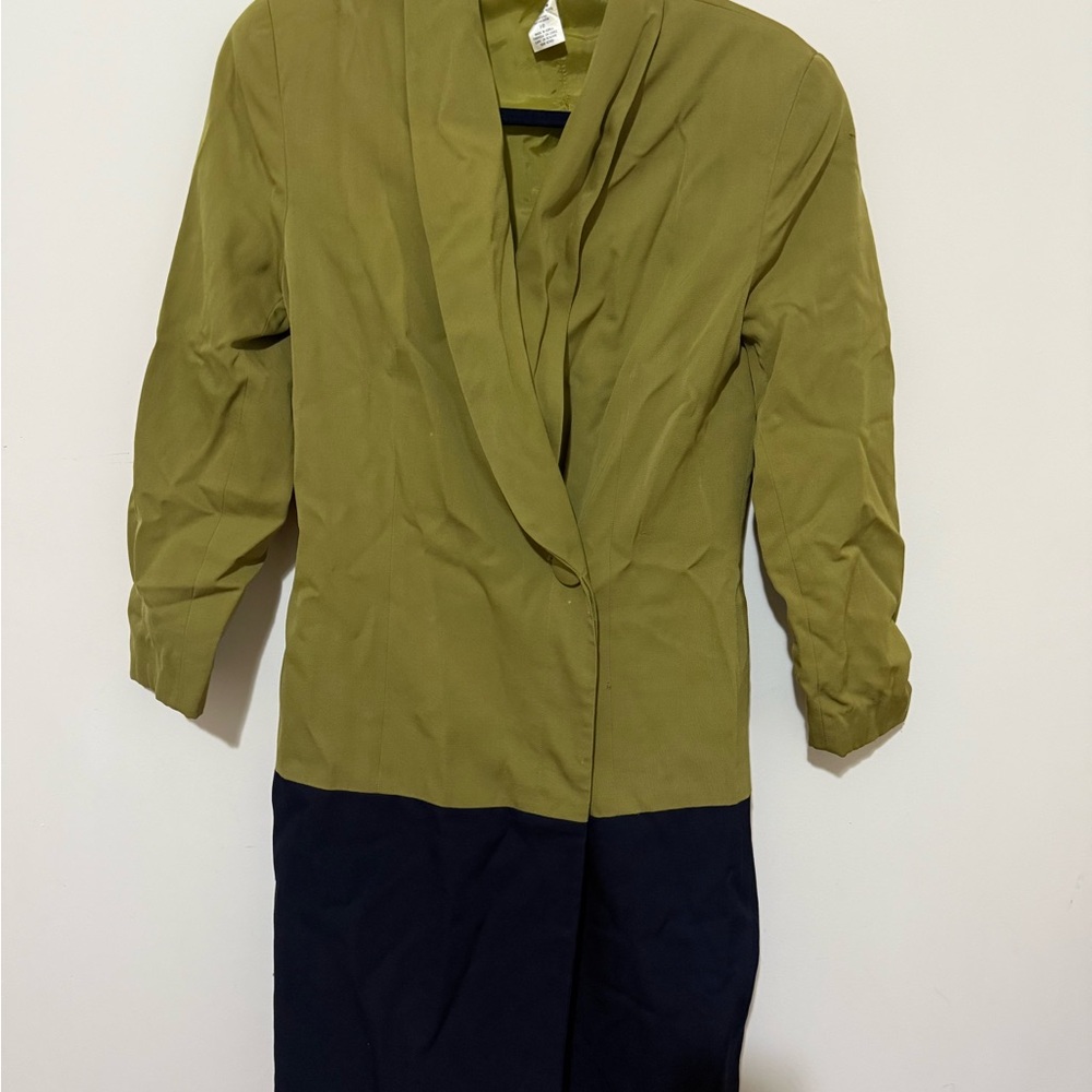 Vintage Tahari Olive and Navy Colorblock Blazer/Dress